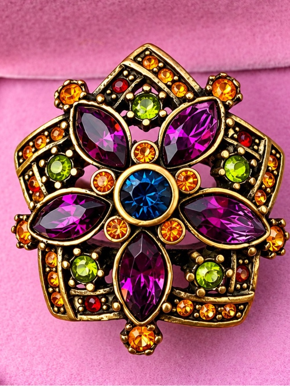 Vintage Heidi Daus “Breathless” Swarovski Crystal Cocktail Ring  *Size 8
